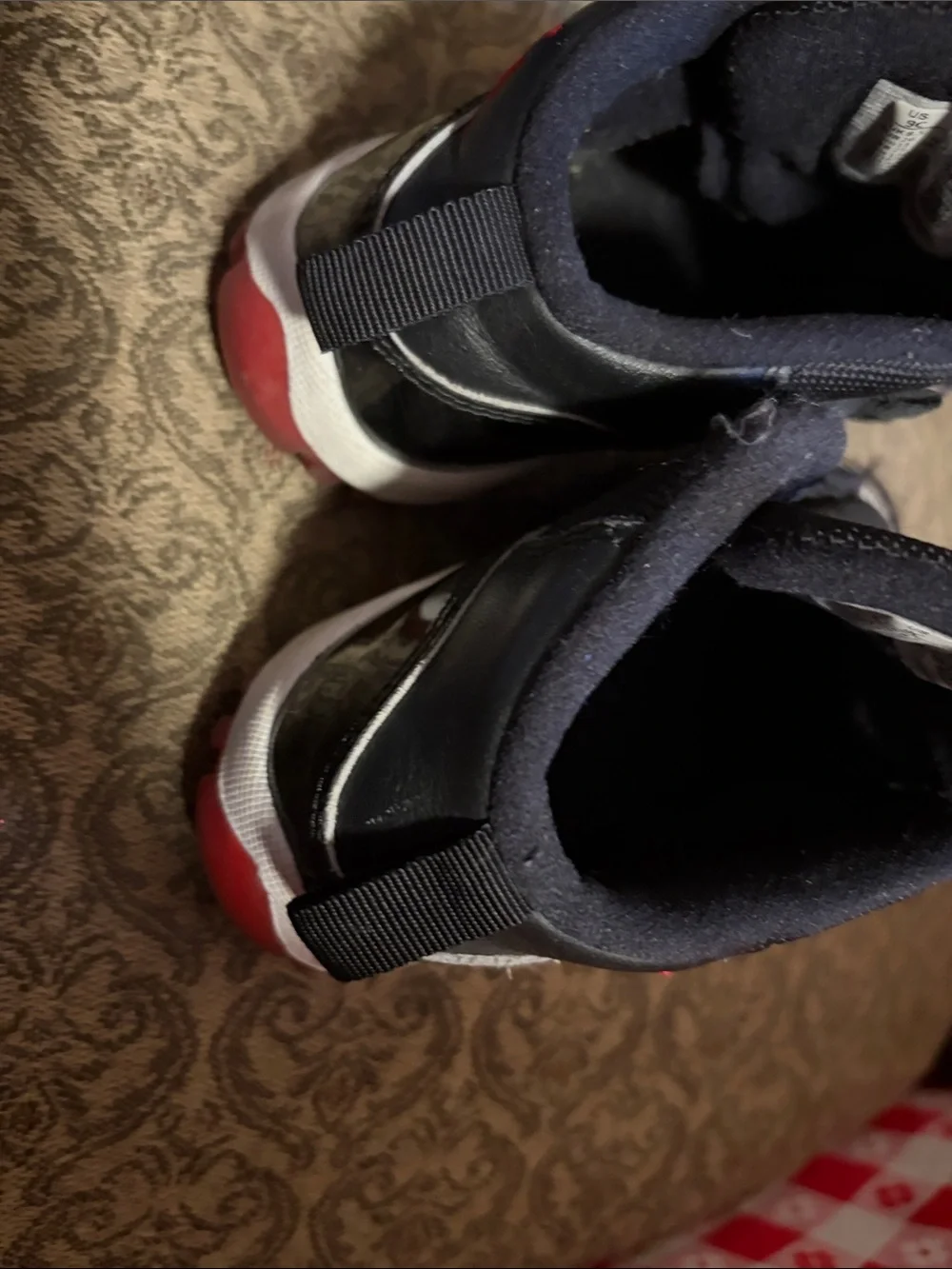 Jordan Kids Black and Red Retro Sneakers